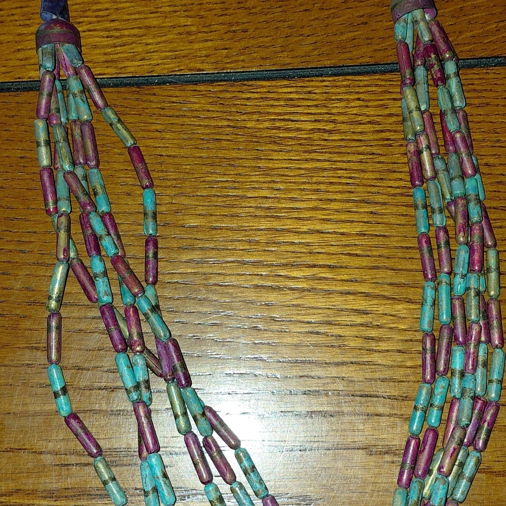 Vintage Native American Colorful Beaded Necklace Multiple Strands & "Jacla"